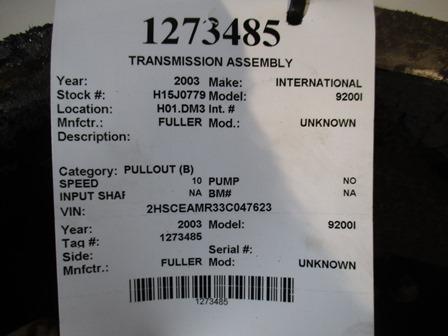 FULLER FRF15210B Transmission Assembly