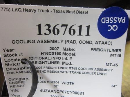 FREIGHTLINER MT45 COOLING ASSEMBLY (RAD, COND, ATAAC)