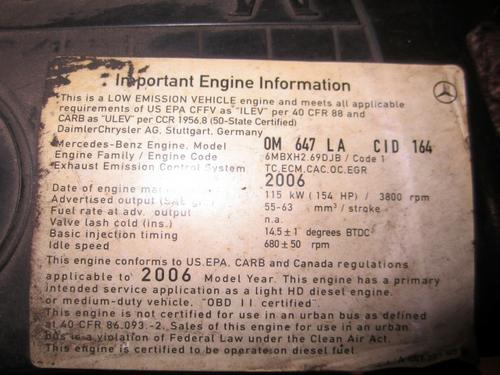 MERCEDES OM647-LA EPA 04 Engine Assembly