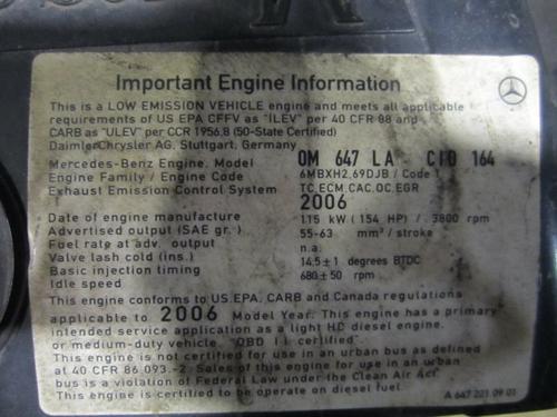 MERCEDES OM647-LA EPA 04 Engine Assembly